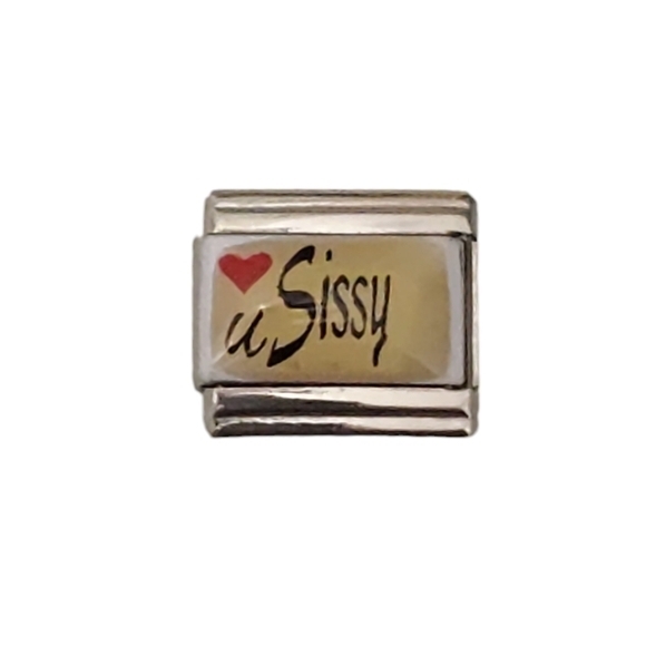 Italian Charmlink for Italian Charm Bracelet  ❤️ U‎ Sissy 9mm - Picture 1 of 4